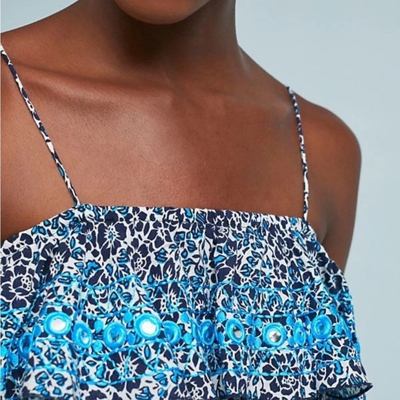 Anthropologie Blue Bohemian Jumpsuit with Wide-Leg Design - Picture 4 of 5